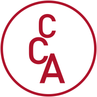 A red circle with the letters C C A stacked inside.